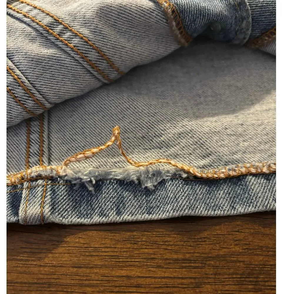 Bongo Women’s Large Denim Vest Vintage Button Front Blue Jean Crop 100% Cotton